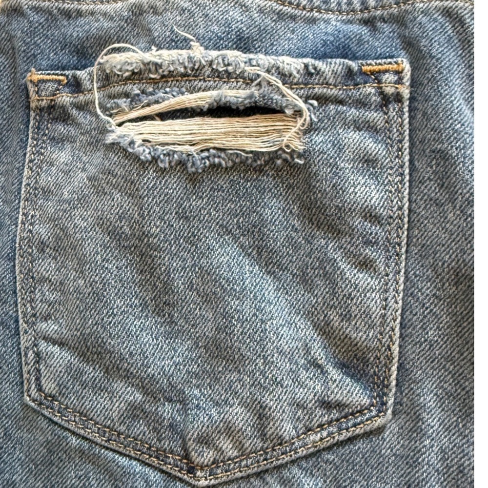 Flying Monkey Womens Distressed Straight Leg Jeans Medium Wash F4125 Blue Cotton - Picture 5 of 7